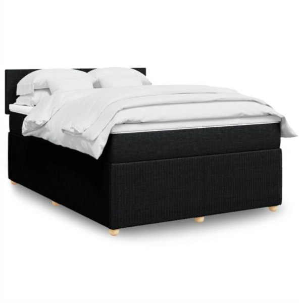 Ramsäng med madrass svart 140x190 cm tyg