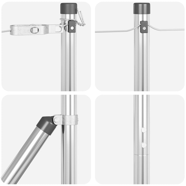 Stängselstolpe 7 pcs Silver Stål