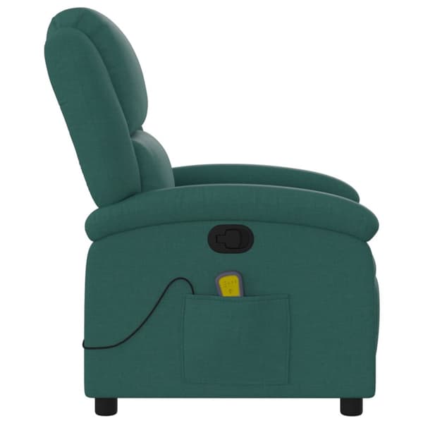 Massagefåtölj mörkgrön tyg