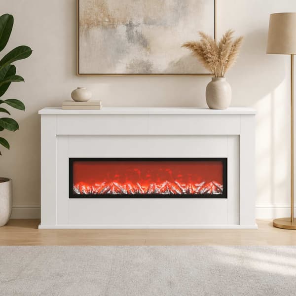 Eldstad med LED-slinga Vit 130 x 20 x 69,5 cm Konstruerat trä