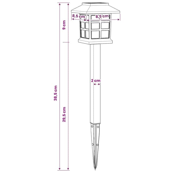 Utomhus solcellslampor med markspik 12 pcs Varmvit 38,5 cm PP