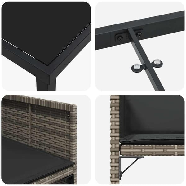 Trädgårdsmöbelset 5 pcs Grå konstrotting