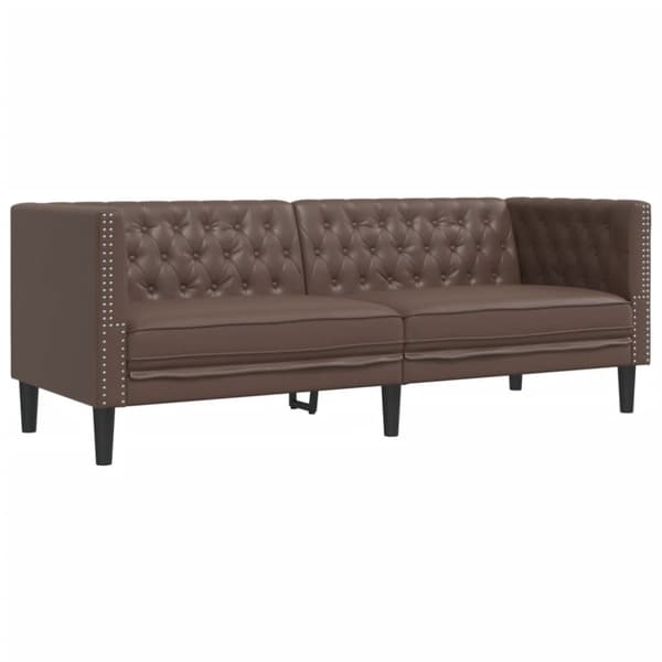 Soffgrupp chesterfield 2 delar brun konstläder