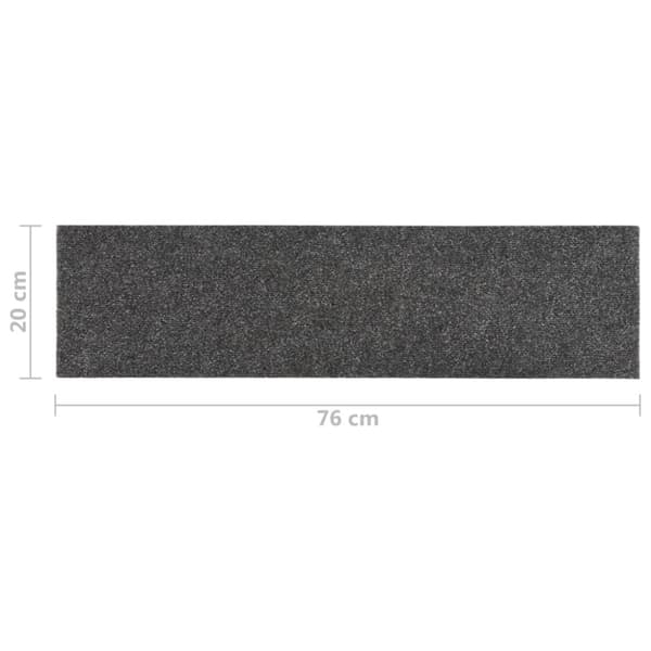 Trappmattor självhäftande 15 st 76x20 cm antracit rektangulära