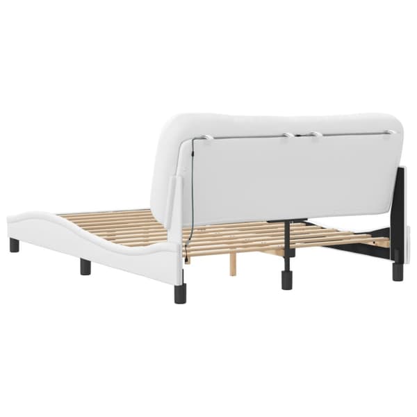 Bed Frame with LED without Mattress "Hvar" White 140x200 cm