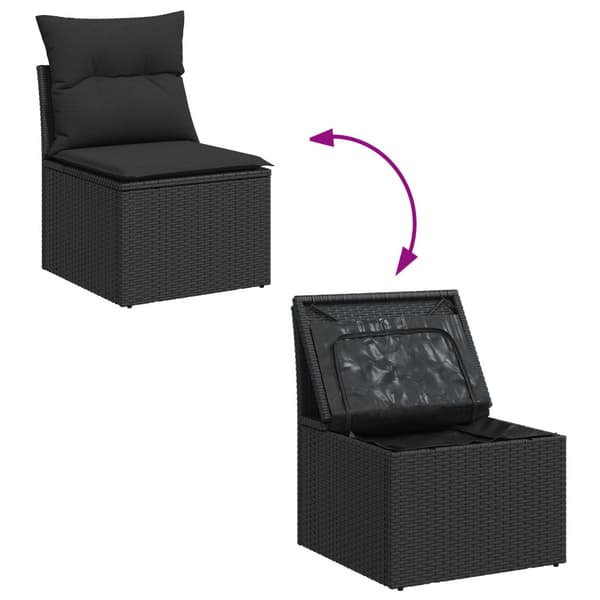 Trädgårdsoffset med lagring 5 pcs Svart Poly rattan