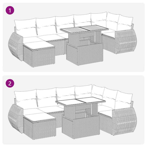 Trädgårdssoffset med dynor 8 delar grå konstrotting akaciaträ
