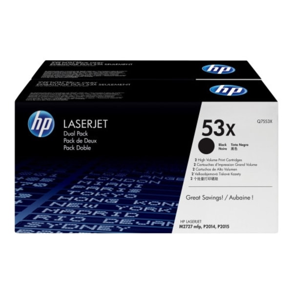 HP 53X - 2-pack - Lång livslängd - svart - original - LaserJet - tonerkassett (Q7553XD)