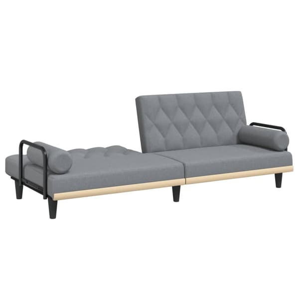 Bäddsoffa med armstöd ljusgrå tyg