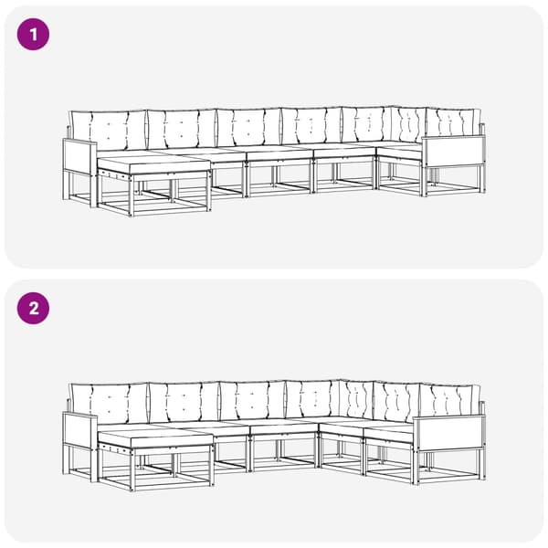 Utomhussoffset med kudde 7 pcs Naturlig och Grädde