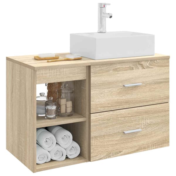 Badrumsmöbelset 2 pcs Sonoma-ek Konstruerat trä
