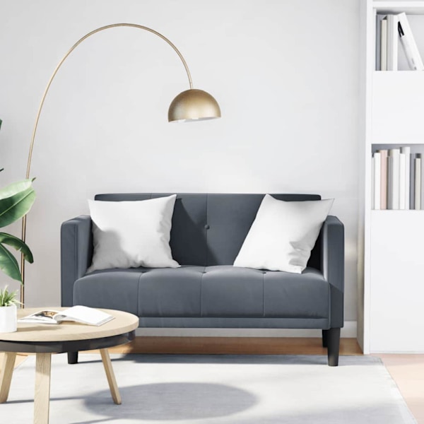 Loveseat soffa mörkgrå 111 cm sammet