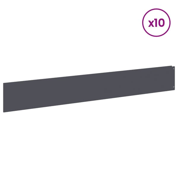 Kant för gräsmatta 10 pcs 100 x 15 cm Stål Antracit