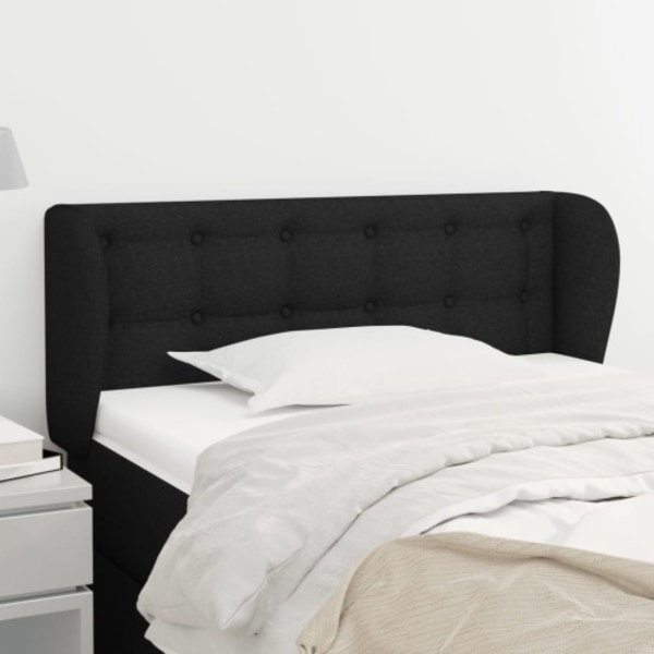 Sänggavel med kanter svart 103x23x78/88 cm tyg