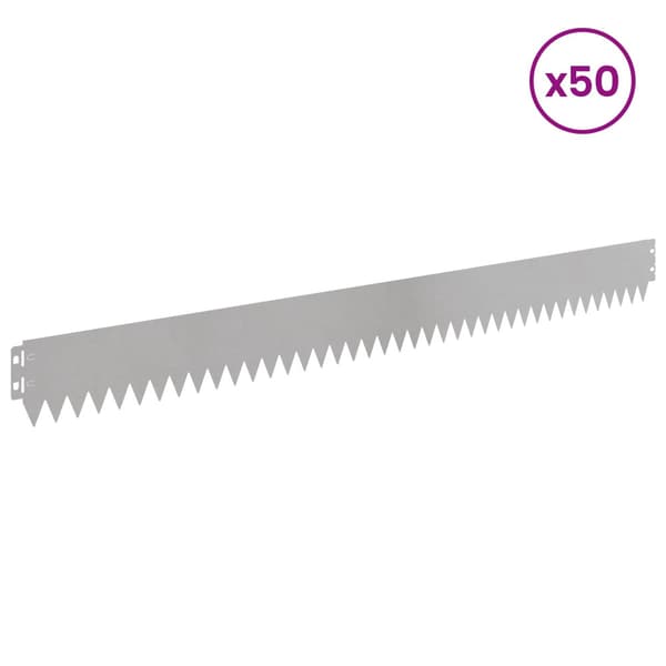 Kant för gräsmatta 50 pcs 103 x 10 cm Stål Silver