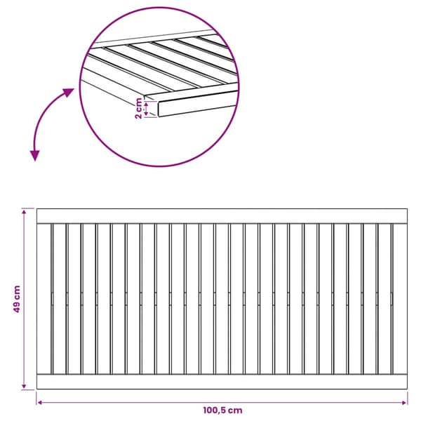 Bordsskiva 100,5 x 49 x 2 cm Rektangulär Massivt Akaciaträ Vit
