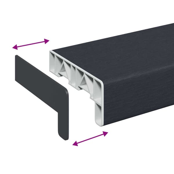 Fönsterbräda Anthracit med träådring 140 x 10 x 4,5 cm PVC