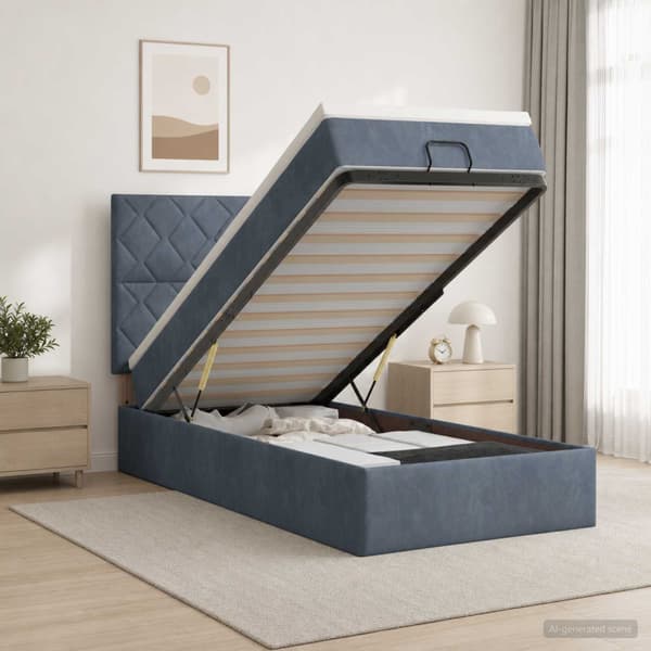 Ottoman-säng med madrass och LED Mörkgrå 100 x 200 cm Sammet