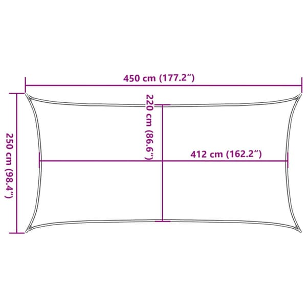 Solsegel ljusgrå 4,5x2,5 m 100% polyesteroxford
