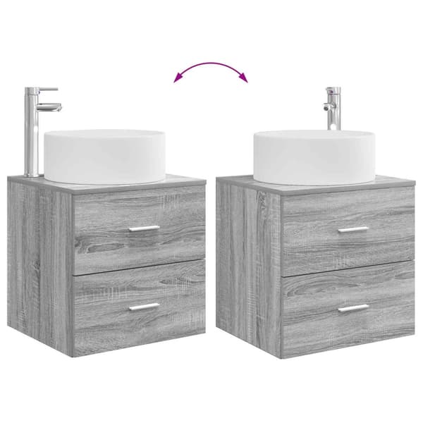 Badrumsmöbelset 4 pcs Grå Sonoma Konstruerat trä och glas