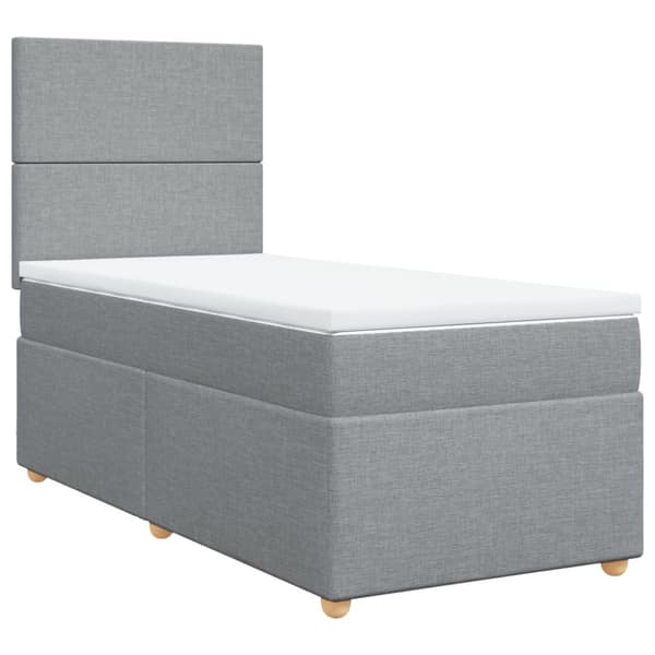 Ramsäng med madrass ljusgrå 80x200 cm tyg