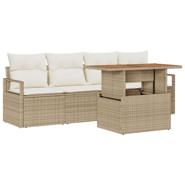 Trädgårdsoffset 5 st Beige Poly rattan