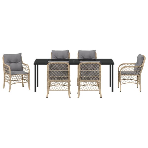 Trädgårdsmöbelset 7 st Beige konstrotting