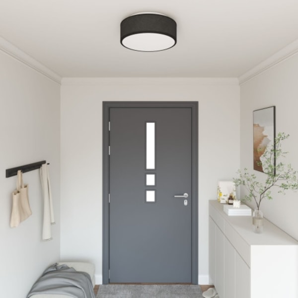 Taklampor Flush Mount Svart Ø 38 cm Tyg E27