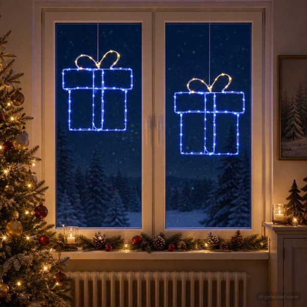Fönstersiluett julbelysning LOVIISA 2 st 160 LED-lampor