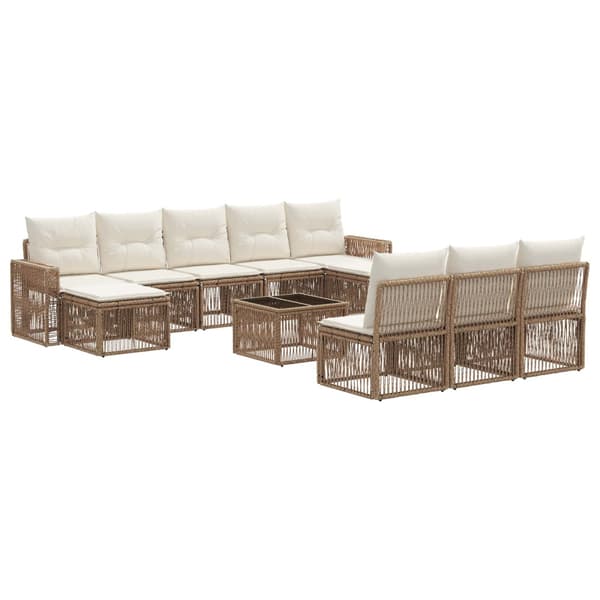 Trädgårdsoffset 11 pcs Beige och krämvit konstrotting