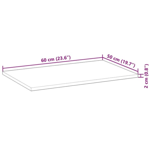 Bordsskiva rektangulär 60x50x2 cm massivt akaciaträ