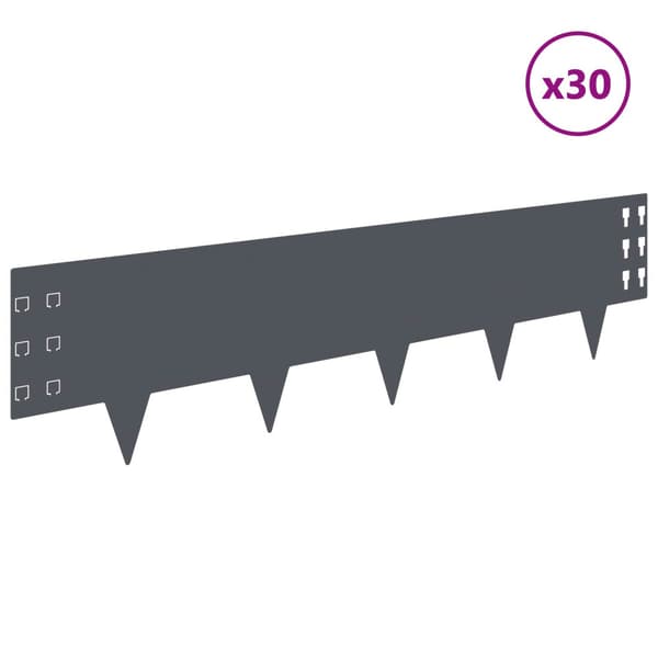 Kant för gräsmatta 30 pcs 100 x 25 cm Stål Antracit