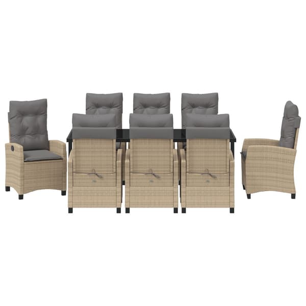 Trädgårdsmöbelset 9 st Beige konstrotting