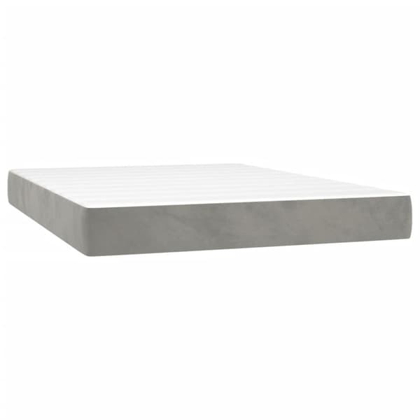 Ramsäng med madrass ljusgrå 140x200 cm sammet