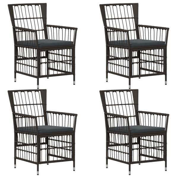 Trädgårdsstolar 4 st Svart PE rattan, Stål och Polyester Tyg