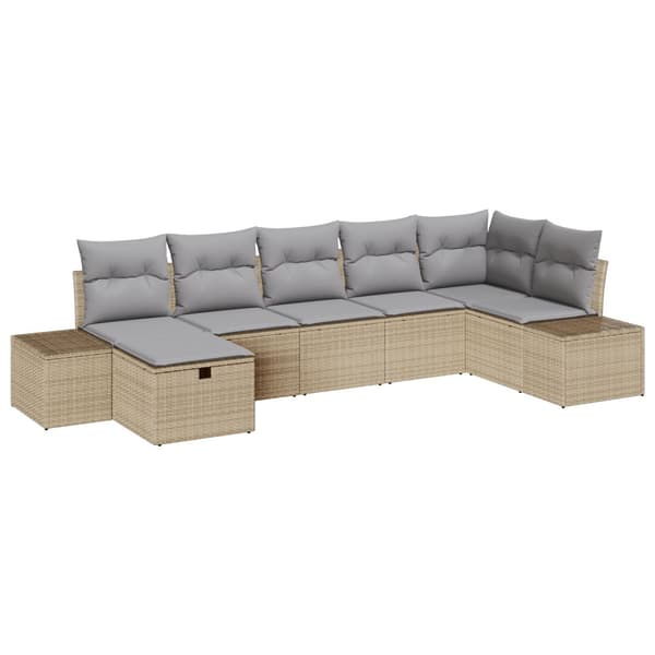 Trädgårdsoffset 7 st Beige konstrotting