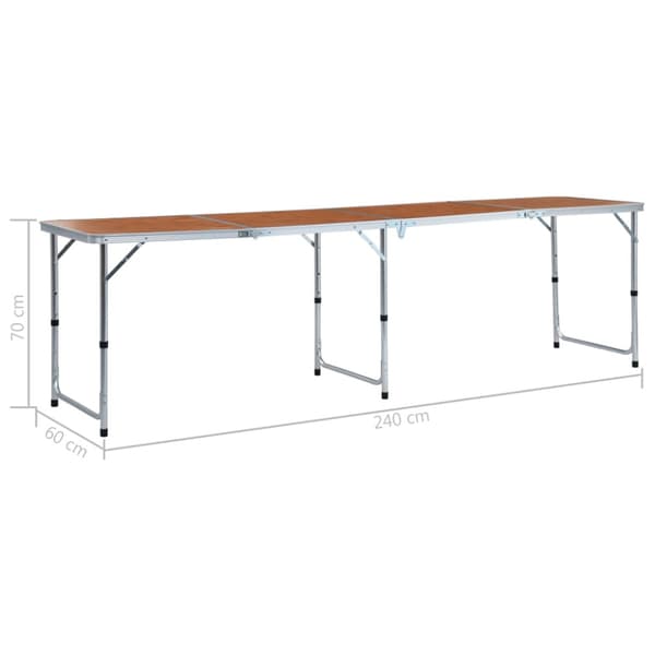 Hopfällbart campingbord aluminium 240x60 cm