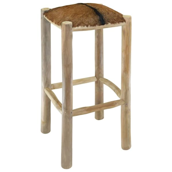 Barstol getskinnsläder och massiv teak