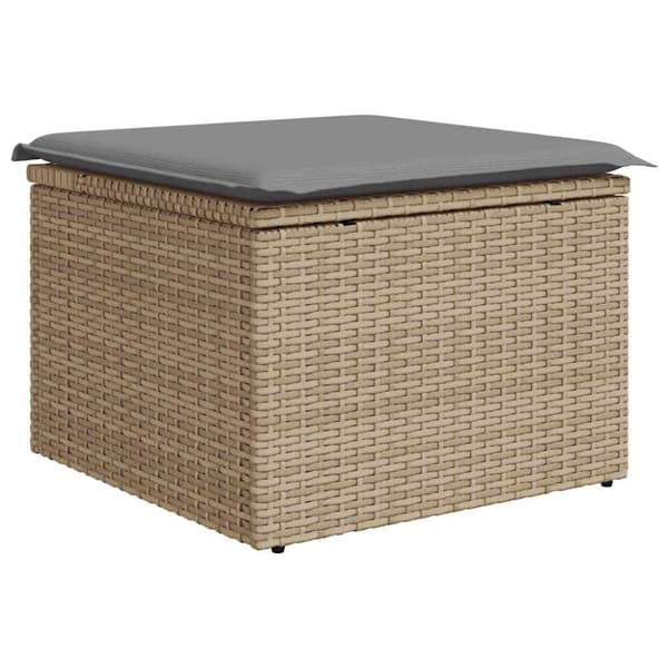 Matgrupp för trädgården med dynor 7 delar beige konstrotting