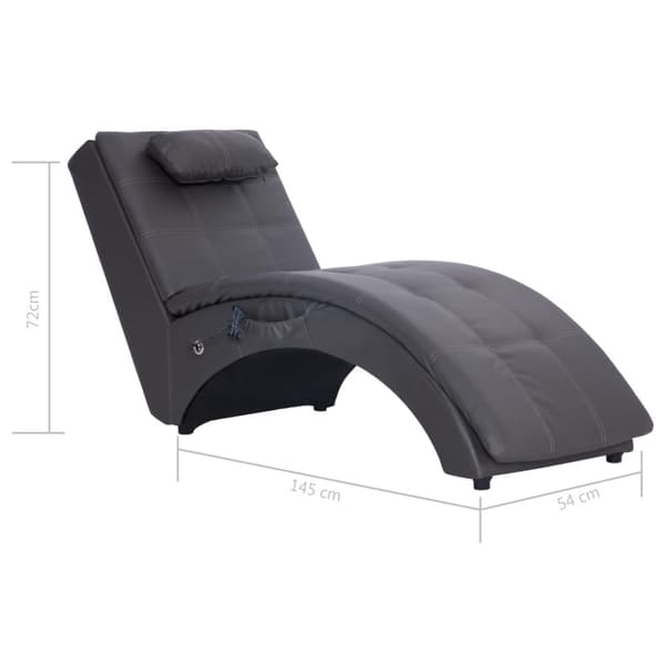 Massageschäslong med kudde grå konstläder