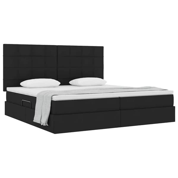 Förvaringssäng med madrass Svart 200 x 200 cm Polyester