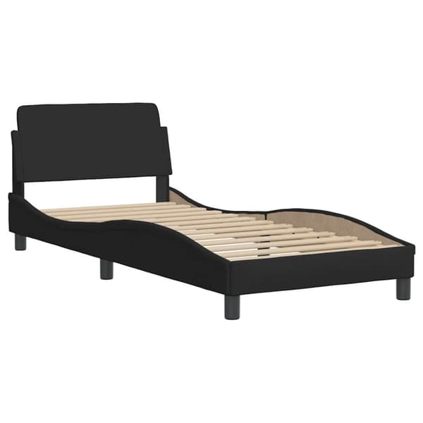Bed Frame without Mattress "Hanko" Black 90x190cm Fabric