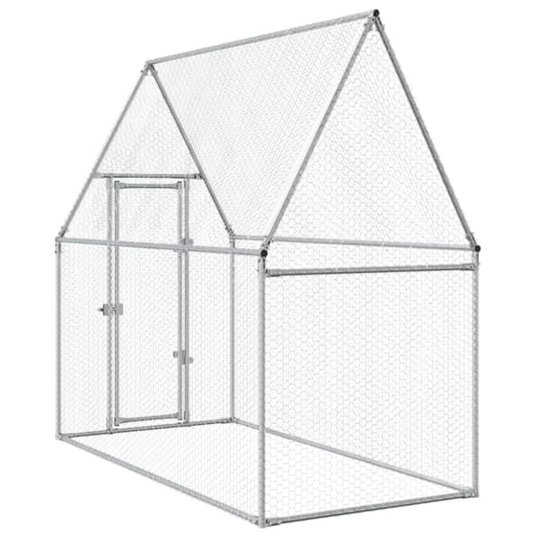 Hönsbur silver 200x100x190 cm galvaniserat stål