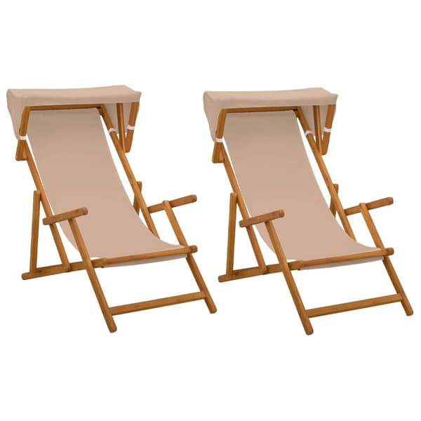 Deck Chair 2 st 3 Position Massiv Eukalyptus Trä Taupe