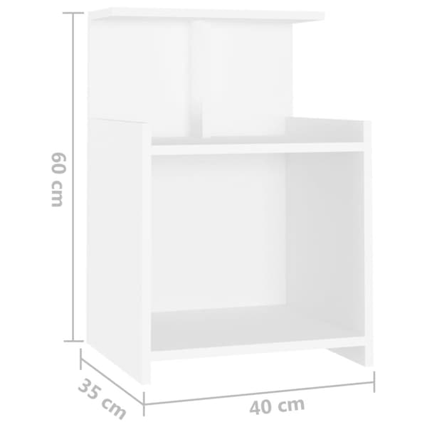Sängbord vit 40x35x60 cm konstruerat trä