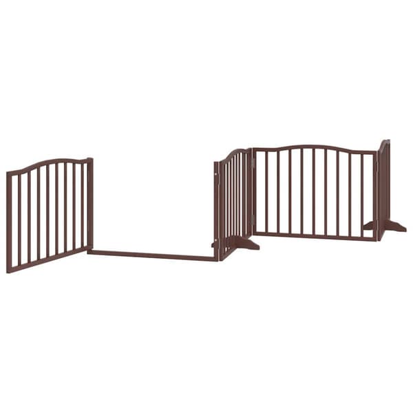 Hundgrind med dörr vikbar 8 paneler brun 640 cm poppel