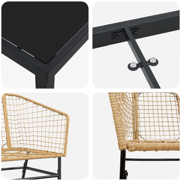 Trädgårdsmöbelset 9 pcs Brun konstrotting