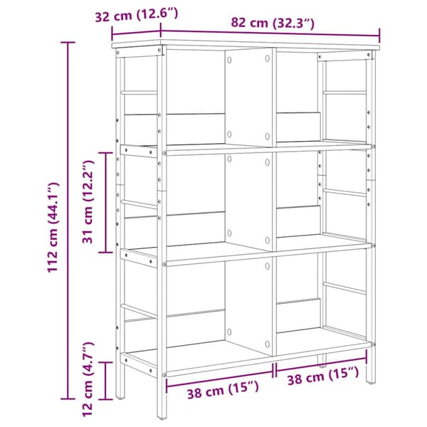 Hyllsystem Grå Sonoma 82 x 32 x 112 cm Konstruerat trä