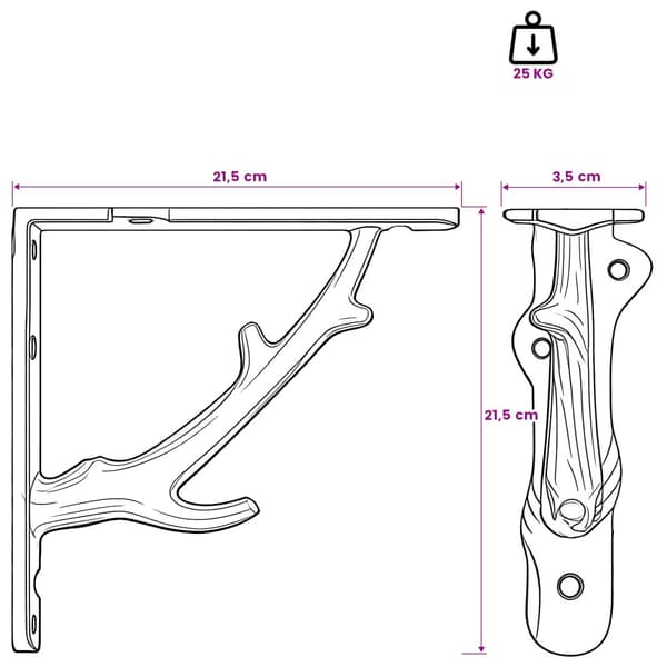 Hyllkonsoler 12 st Antikbrun 21.5 x 21.5 x 3.5 cm Stål
