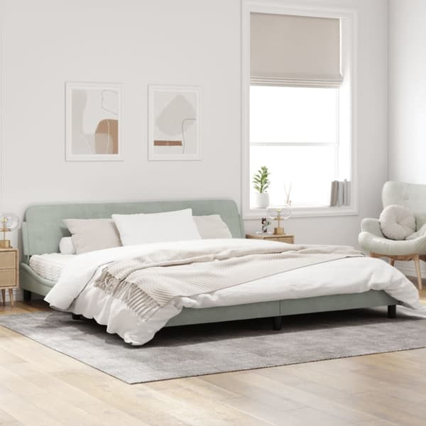 Bed Frame "Dover" Light Grey 200x200 cm Velvet